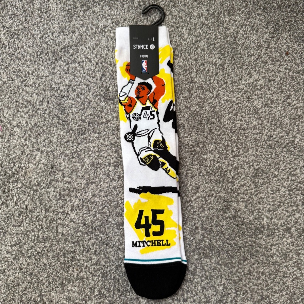 Stance NBA Utah Jazz Donovan Mitchell Paint Crew Socks Mens Large A545C22PMI